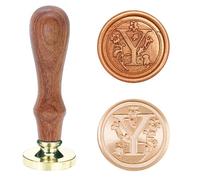 Poemluve Wax Seal Stamp Alphabe Letters Y 25mm Initials Vintage Sealing Wax Stamps Brass Head with Removable Wood Handle for Scrapbooking, Wedding Invitation, Gift Wrap, Envelope (Letter Y)