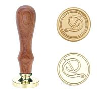 Poemluve Wax Seal Stamp Letter D Initial Seal Retro Monogram Wax Stamp with Wooden Handle Classic Sealing for Wedding Invites, Envelope, Gift Wrap, Thanks Card (Letter D)