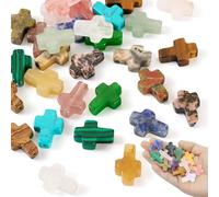 Poemood Crosses, Handmade Natural Crystal Crosses, Small Easter Natural Stone Crystal Cross, natural gemstone Christian Cross Charms Spread the Gospel in A Quiet and Beautiful Way (10)