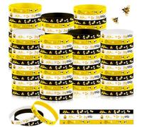 Poen 120 Pcs Bee Silicone Bracelets Bulk Assorted Color Honeybee Rubber Wristband for Summer Bee Theme Party Favors(Fresh Style)