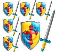 Poen 24 Pcs Inflatable Sword and Shield Knight Party Favors Set Blow up Medieval Sword Shield for Prince Party Favors Decorations Cosplay Accessories (Cross)