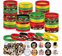 Poen 240 Pcs Happy Juneteenth Day Party Favors 120 Pcs Juneteenth Pin Buttons Bulk Freedom Day Silicone Wristband Bracelets for Black American 1865 Afro Party Supplies