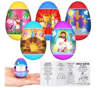 Poen 30 Sets Religious Easter Eggs He Lives Pre Filled Easter Eggs with Holy Week Story Manuals Plastic Easter Eggs Hunt Resurrection Story Religious Easter Supplies