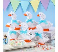 Poen 6 Pcs Goose Piñata Birthday Party Decorations 5.91 Inch Handmade Cute Animal Piñata Box with Bow Decorations for One Silly Goose Gender Reveal Party Supplies(Sky Blue)