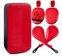 Poen 7 in 1 Taekwondo Kick Pad Boxing Training Equipment Punching Mitts Martial Arts Training Equipment Wrist Band Adjustable Soft Training Pads Set for Karate Muay Thai MMA Training(Red)
