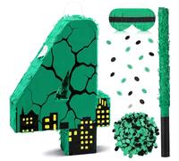 Poen Large Green Turtle Piñata with Blindfold Stick for Party, Number 4 | Turtle Theme Party Decor, With Confetti for Photo Props, Baby Shower Decoration, Large Shell Pattern Design for Birthday