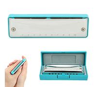 POENVFPO 10-Hole Blues Harmonica, Professional Grade Stainless Steel Cover, Multiple Colors Available, Portable Design with Ergonomic Rounded Mouthpiece for Beginners and Advanced Players (Blue)