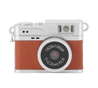 POENVFPO 1080P FHD 0.96 Inch Retro Digital Camera, Color Screen Keychain Small Camera with Flash Light 4 Filters for Travel Learning Recordings (Brown)
