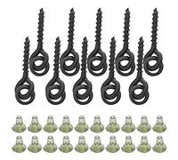 POENVFPO 10Pcs Bait Screws, 20Pcs Oval Rings Carp Fishing Tackle with ABS and Copper Material, for Hook Stability and Easy Slide (Green)