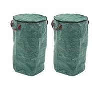 POENVFPO 2 Pack Reusable Yard Waste Bags Container with Handle and Lid, Extra Large Lawn Leaf Collection Bag for Clean Up Outdoor Debris Leaves Grass Clippings (272L/72Gal 67x76cm