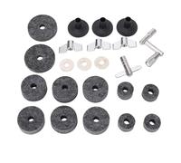 POENVFPO 25Pcs Cymbal Replacement Accessories, Drum Cymbal Felt Pads with Wing Nuts Washers Sleeves, for Drum Set Maintenance and Performance (Grey)