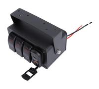 POENVFPO 3 Gang Switch Panel, Aluminum Rocker Switch Panel with PD Type C QC3.0 Dual USB, Pre Wired 12V 24V for Marine Boat Truck RV UTV (Red Light)