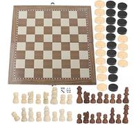 POENVFPO 3 in 1 Folding Wooden Chess and Checkers Set, Portable Travel Board Game with Backgammon for Kids and Adults