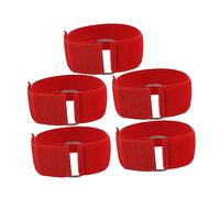 POENVFPO 3 Legged Race Bands, 5Pcs Adjustable Elastic Relay Race Game Straps with Reusable Durable Polyester Rubber Stainless Steel, for Kids Adults Family Outdoor Party Carnival Field (Red)