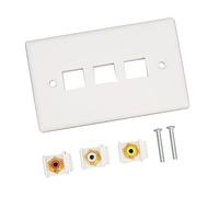 POENVFPO 3 Long -Longing AV Wall Plate with Golden Connectors for Home Entertainment Systems, Easy Installation