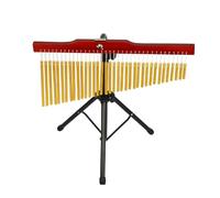 POENVFPO 36 Bells Musical Barchime, Portable Percussion Instrument with Wood Base, Adjustable Height 2.2-5.3ft, Aluminum Construction, Indoor Outdoor Performance
