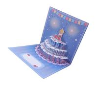 POENVFPO 3D Pop Up Birthday Card, Musical LED Light and Sound Greeting Card with DIY Message Space, for Women Men Kids Parents Husband Wife (Blue)