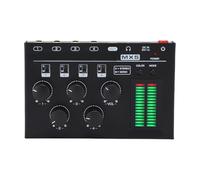 POENVFPO 4 Channel Mini Mixer, Low Noise Stereo Mono Mixer with LED Display for PC CD Player Preamplifier Headphone Speaker