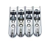 POENVFPO 4-Piece Zinc Alloy Bass Bridge Set, Adjustable Individual Saddles with Height Control, 60x16x11mm, for 4-String Electric Bass Guitar (Silver)