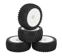 POENVFPO 4pcs RC Wheels and Tires, 12mm Hex for 1/10 RC Off Road Car, with Rubber Tires and Plastic Wheel Hub for Better Grip and Durability (White)
