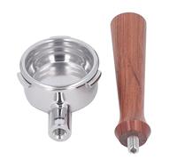 POENVFPO 58mm Bottomless Portafilter Solid Wood Handle Upgrade for Barsetto 3 Ear Coffee Makers Durable Stainless Steel Basket (F Rosewood)