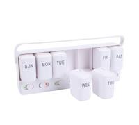POENVFPO 7 Day Tablet Organizer with Reminder and Detachable Compartment Portable Storage Box for Travelers (White)