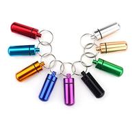 POENVFPO 9pcs Keychain Pill Box, Water Proof, Aluminium Alloy | Outdoor Medicine Holder, Screw Top Airtight Design, for Travel Gym Office Use