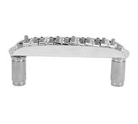 POENVFPO Adjustable Threaded Saddle Guitar Bridge Replacement, Black or Silver Metal Bridge with Body Anchors and Wrench for Jag J Master Style Guitars (Silver)