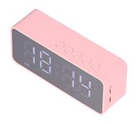 POENVFPO ALM Alarm Mirror Design Dual Alarm for The Office, Home Portable Wireless Speaker 5.0 MP3 Player (Pink)