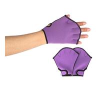 POENVFPO Aquatic Gloves, Nylon Swimming Webbed Gloves with Adjustable Wrist for Swim Training and Water Sports (Purple S)