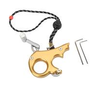 POENVFPO Archery Thumb Release, Aluminum Alloy Bow Release Aid with Adjustable Sensitivity and 3 Finger Grip, for Compound Bow Accessories (Gold)