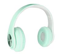 POENVFPO Bluetooth Headset Stylish Foldable Noise Reduction Wireless Headphone for Gaming Music PC ABS PU Leather (Green)