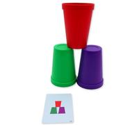 POENVFPO Children Stacking Cups, PP and Paper Quick Stacks Cups Game, 12 50 Cards, Speed Training Hand Eye Coordination Interactive Party Toy for Kids Age 3+