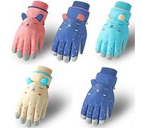POENVFPO Children Winter Skiing Gloves, Nylon Fabric, Soft Velvet Lining, Elastic Wrist for Skiing, Snowballing and Outdoor Sports (red)
