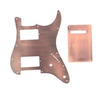 POENVFPO Copper HH Pickguard and Back Plate, Tremolo Cavity Cover for ST Electric Guitar, 2 Humbucker Fit