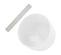 POENVFPO Crystal Singing Bowl, 8-Inch Frosted Quartz Meditation Instrument with Note B Tuning for Sound Healing (White)