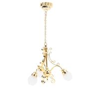 POENVFPO Dollhouse Chandelier Lighting, 1:12 Scale Miniature Hanging Ceiling Light with LED for Doll House DIY Room Home Decor
