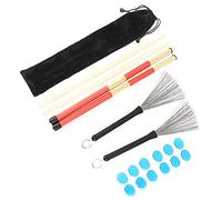 POENVFPO Drumstick Kit with Rute Brush and Damper, Drum Set Musical Instrument Accessories with Bag for Playing (M02761 Blue)