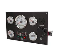 POENVFPO Engine Dash Instrument Panel, Stainless Steel Boat Instrument Panel with Red Backlight, 0-3000 RPM 104-248°F 8-32V IP67 Display for RVs Boats Generators (24V Circuit System 4A)
