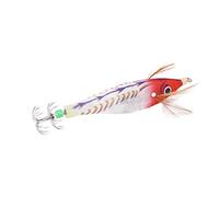 POENVFPO Fishing Squid Jigs Bait, Lifelike Squid Jigs Lure with Luminous Effect, for Ocean Boat River Pond Fishing Saltwater Freshwater (red head white stripes)