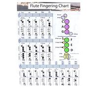 POENVFPO Flute Fingering Chart, Coated Paper Practice Tool for Beginners with Major Tones and Scales (Flute fingering chart for trumpet (28 * 21cm))