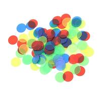 POENVFPO Game Token Discs, 100Pcs Translucent 15mm Round Plastic Counting Chips in 4 Colors, with Easy Pick Up Design, for Board Games Classroom Math Teaching Party Entertainment
