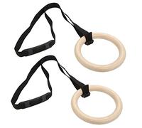 POENVFPO Gymnastics Rings, Adjustable Buckle Straps Pull Up Rings Wooden 330lbs Capacity for Home Gym Fitness Training Bodyweight Exercises Outdoor Workouts