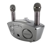 POENVFPO Karaoke Family -Speaker Double Handheld -Mikrofon Stereo for Outdoor Activities Entertainment Equipment At Home (Silver Black)