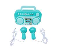 POENVFPO Kids Karaoke Speaker with 2 Microphones, Portable Bluetooth 5.4 Music Machine for Toddlers, Voice Changing Effects with Carry Handle, ABS Material for Boys Girls Ages 3+ (Green)