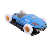 POENVFPO Kids Rotating Toy Children Electric Car Toy Vehicle with Transforming Design Universal 4 Wheel Rotation Light Music Door Opening for Enhanced Playtime (Blue)