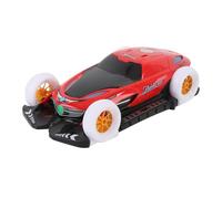 POENVFPO Kids Rotating Toy Children Electric Car Toy Vehicle with Transforming Design Universal 4 Wheel Rotation Light Music Door Opening for Enhanced Playtime (Red)