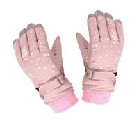 POENVFPO Kids Ski Gloves, Winter Snow Gloves with Windproof Polyester, Non Slip Grip, Breathable Flexible 5 Finger Design for Girls Outdoor Activities (Light Pink)