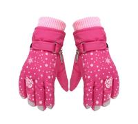 POENVFPO Kids Ski Gloves, Winter Snow Gloves with Windproof Polyester, Non Slip Grip, Breathable Flexible 5 Finger Design for Girls Outdoor Activities (Red)