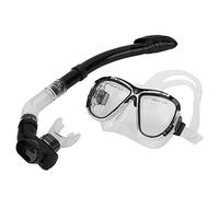 POENVFPO Large Frame Diving Mask Anti Fog Swimming Goggles Breathing Tube Soft Comfortable Fit for Snorkeling Swimming (Black)